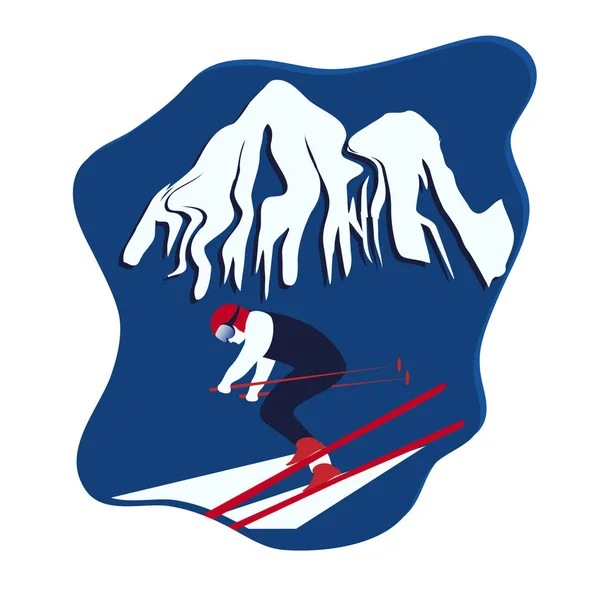 Esquiador, montanhas - fundo abstrato - ilustração, vetor. Desportos de Inverno. Descanso na natureza . — Vetor de Stock