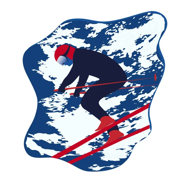 Skier - grunge, fundo abstrato - ilustração, vetor. Desportos de Inverno. Descanso na natureza . — Vetor de Stock