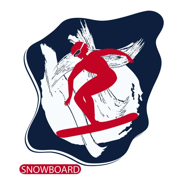 Snowboarder Silhouette - abstrakter Schnee Hintergrund - Illustration, Vektor. Wintersport. Ruhe in der Natur. — Stockvektor