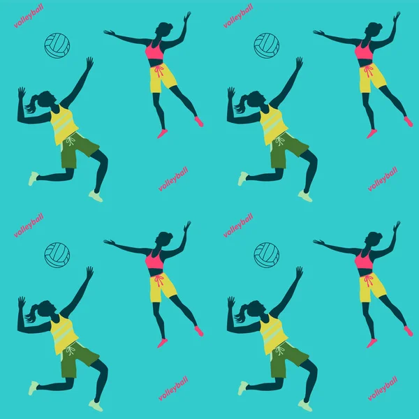 Sports pattern - women play volleyball - vector. Modern lifestyle. Active holidays.