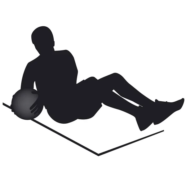 Силуэт спортсмена с мячом - тренировка мышц спины - вектор . — стоковый вектор
