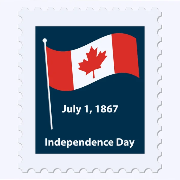 Timbre Poste Avec Drapeau National Canada Vecteur Jour Indépendance — Image vectorielle