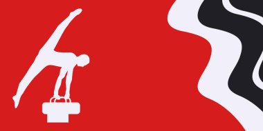 Jimnastik atında bir atlet - spor afişi - vektör. Harekete geçmek için motivasyon. Fitness.