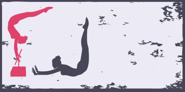 Fitness - Esneme Egzersizleri - Soyut Grunge Arkaplan - Vektör. Harekete geçmek için motivasyon. Spor afişi