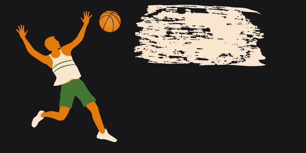 Basketballer Mit Ball Abstrakter Grunge Hintergrund Vektor Motivation Zum Handeln — Stockvektor