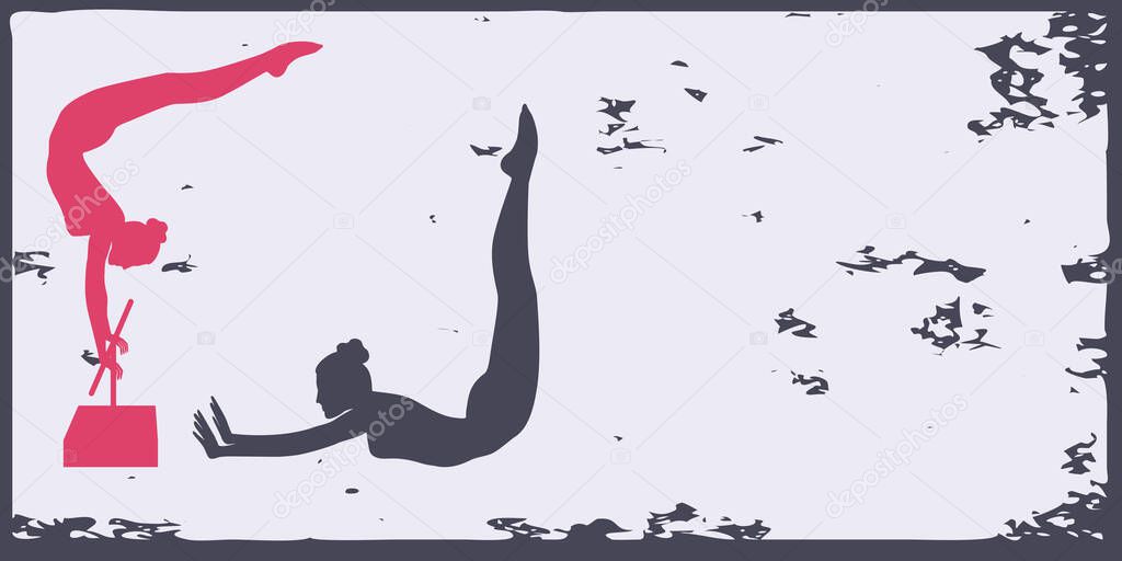 Fitness - Stretching Exercises - Abstract Grunge Background - Vector. Motivation for action. Sports banner