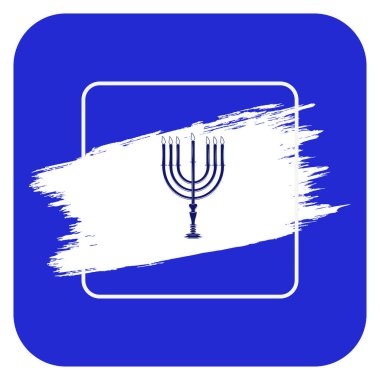 Menorah - çerçeve, fırça darbesi - vektör. Rosh Hashanah, Yahudi Yeni Yılı, Yom Kippur. Pankart
