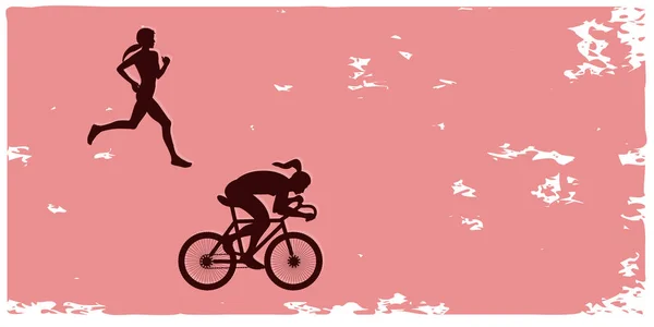 Всесвітній День Вільного Автомобіля Велосипедист Бігун Гранжевий Стиль Абстрактного Фону — стоковий вектор