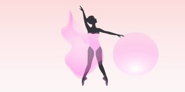 Toplu dansçı - soyut pembe arka plan - vektör. Sancak yatay olacak. Kartvizit. Fitness