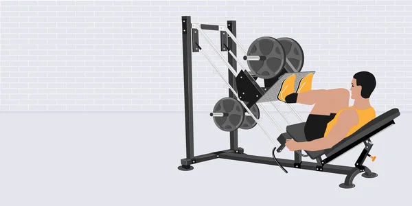 Leg Muscle Trainer Sollevamento Pesi Uomo Che Esercizio Palestra Vettore — Vettoriale Stock