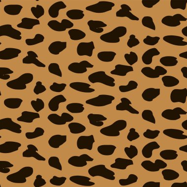 Kalıp - büyük siyah soyut noktalar - turuncu arkaplan - vektör. Leopar kumaşı.