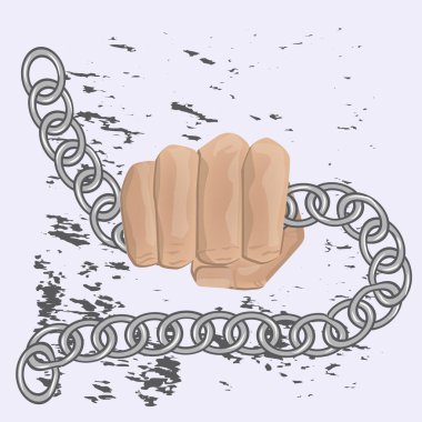 Metal zinciri, kıymıkları, beyaz arka planda izole edilmiş bir şekilde sıkıştırır. Bilgi Özgürlüğü