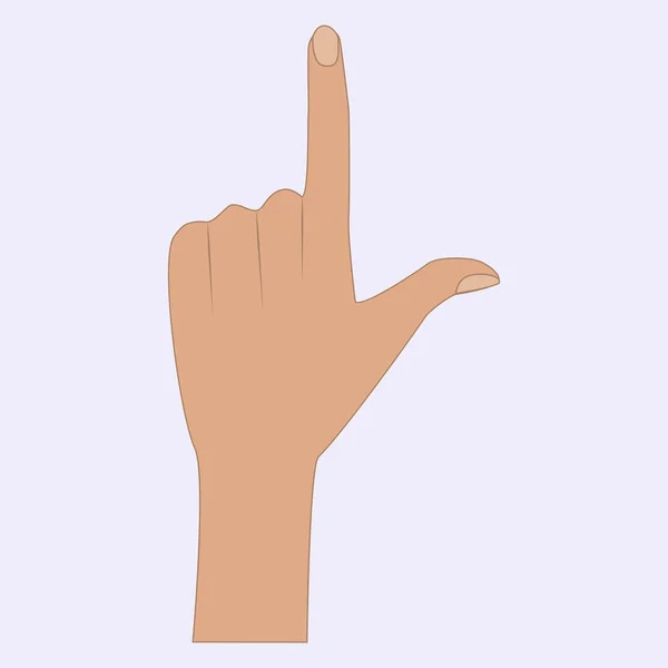 Рука Індексним Пальцем Вгору Ізольовано Білому Тлі Вектор — стоковий вектор