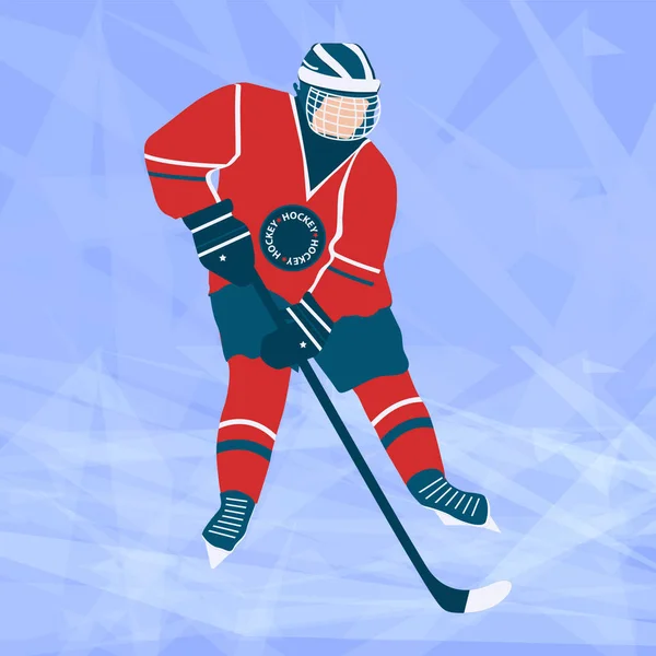 Hockey Couverture Glace Joueur Avec Bâton Patinoire Abstraite Vecteur Sports — Image vectorielle