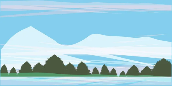 Пейзаж Еловые Леса Горы Абстрактная Иллюстрация Вектор Путешествие Туризм — стоковый вектор