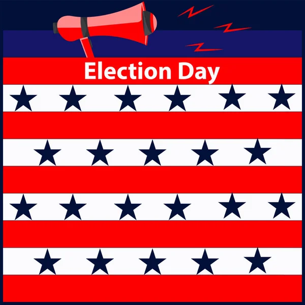 Megaphone Stars Red White Stripes Vector Election Day Banner — Stock Vector
