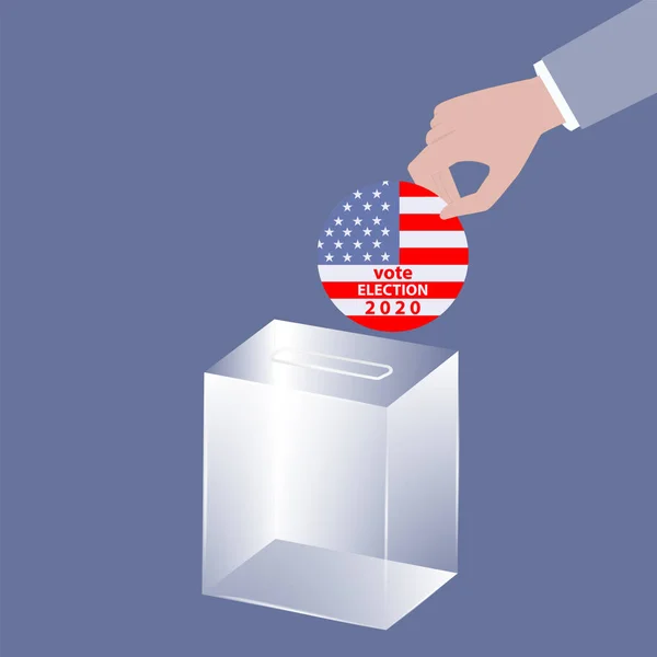 Transmettez Bulletin Vote Dans Urne Transparent Vecteur Bannière Électorale — Image vectorielle