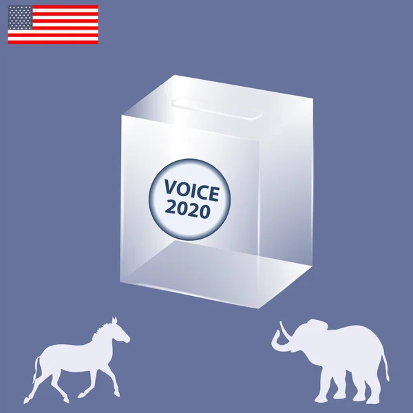 Ballot Box Transparent Elephant Donkey American Flag Vector Election Banner — Stock Vector