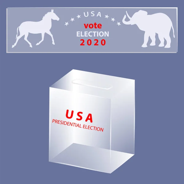 Transparent Ballot Box Symbols Democratic Republican Party Elephant Donkey Vector — Stock Vector