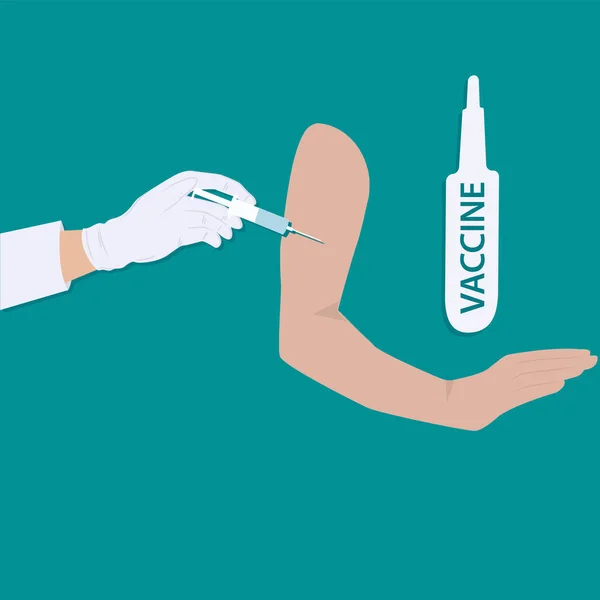 Injection Dans Bras Avec Une Seringue Vecteur Protection Contre Les — Image vectorielle