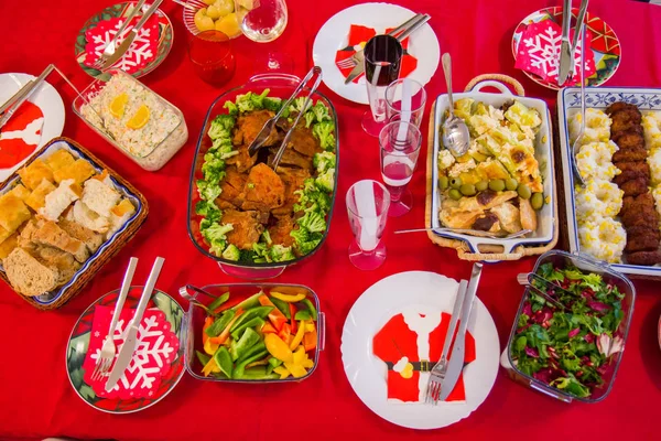 Stoły Obiadowe Wigilię Bożego Narodzenia — Zdjęcie stockowe