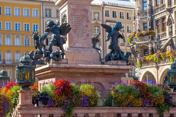 Colonna Mariana Situata Sulla Marienplatz Monaco Baviera Germania — Foto Stock