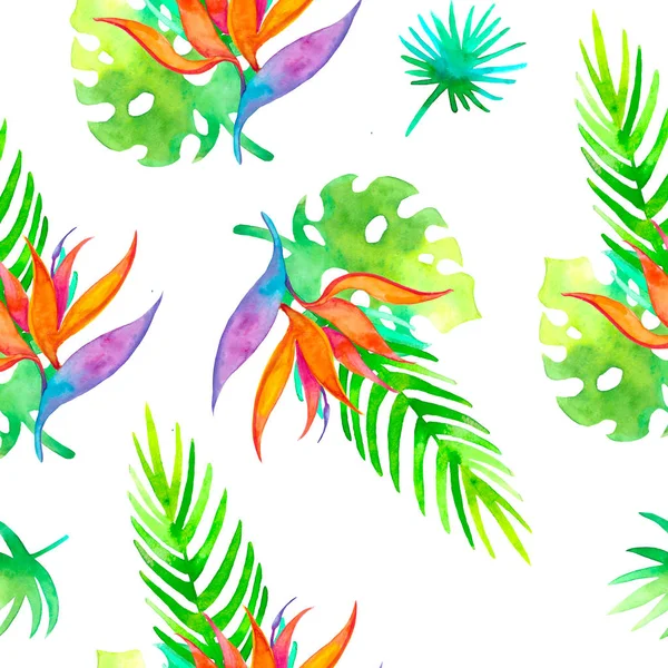 Été motif tropical sans couture Strelitzia avec des fleurs exotiques - oiseau de paradis. Texture infinie pour la saison printemps et été design sur fond ultraviolet — Photo