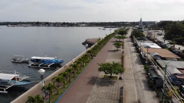 Tagesaufnahmen Vom Philippinischen Strand Mit Schiffen — Stockvideo