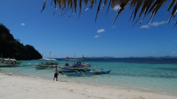 Barcos Cerca Playa Taytay Filipinas — Vídeo de stock