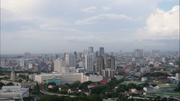 Luchtfoto Van Wolken Die Overdag Stad Manilla Filipijnen Bewegen — Stockvideo