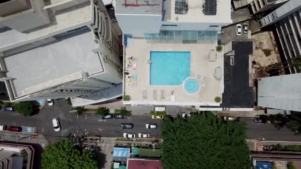 Vista Aérea Piscina Techo Ciudad Panamá — Vídeos de Stock