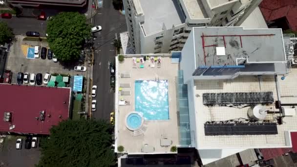 Tiro Aéreo Piscina Telhado Cidade Panamá — Vídeo de Stock