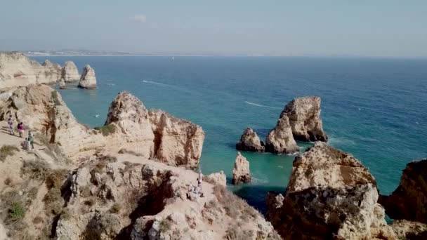 Rocas Océano Portugal Vista Aérea — Vídeo de stock