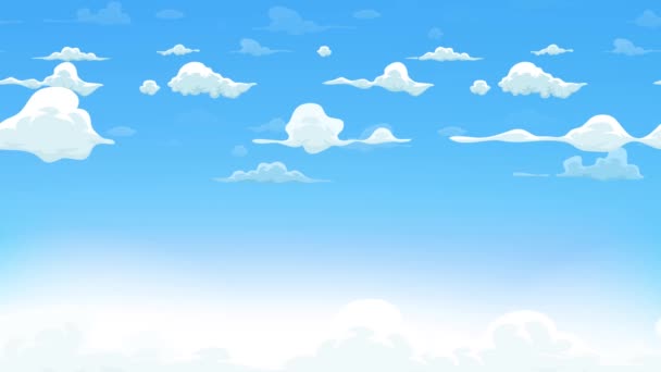 Nubes Dibujos Animados Fondo Inconsútil Bucle Animación Una Caricatura Primavera — Vídeos de Stock