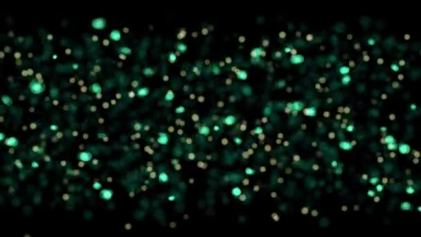 Abstrakte Glühende Partikel Hintergrundschleife Abstrakte Grüne Und Blaue Verschwommene Partikel — Stockvideo