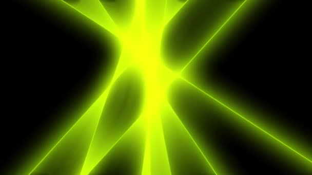 Linhas Laser Verdes Abstratas Girando Sobre Fundo Preto — Vídeo de Stock