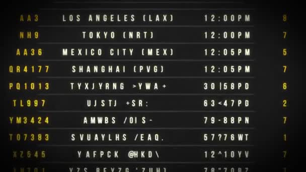 Informazioni Viaggio Con Airport Departure Board Animazione Aeroporto Imbarco Partenza — Video Stock