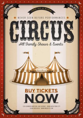 Retro ve vintage sirk poster kayan yazı, büyük, zarif başlık ve doku için karnaval ve Festivali etkinlikleri ile