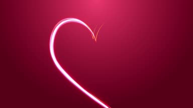 Kalp ile renk kontur için Valentine's Day / animasyon bir zarif renkli neon kalp yapılmış soyut ile birden çok ışık darbeleri hareket yolunu takip