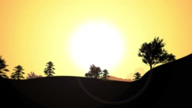 2D dağlar seyahat manzara arka plan / animasyon dağlar aralığı, gökyüzü ve günbatımı, bir güzel siluet manzara arka lens flare, parralaxe ve sıcak hava dalgası efekti