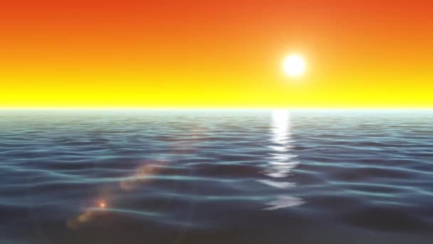4k Summer Ocean Background Boucle / Animation du lever du soleil en boucle paysage océanique avec la texture des vagues d'eau et le soleil brillant 