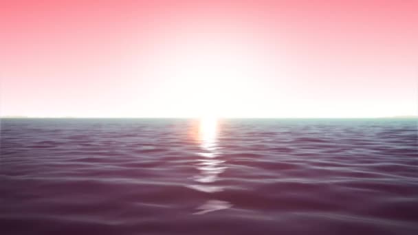 Ozeanhintergrund Morgenhimmel Animation Der Schiebbaren Sommerdämmerung Ozeanlandschaft Mit Wasserwellen Textur — Stockvideo