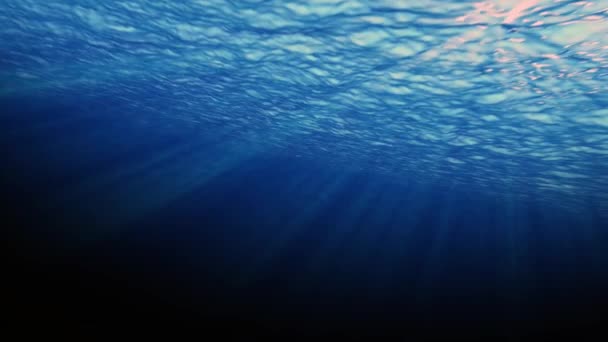水下背景海洋 海洋表面纹理从水下景观阳光和闪光效果的动画 — 图库视频影像