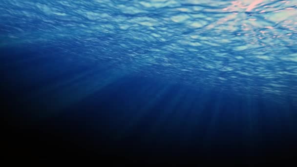 4k Arrière-plan sous-marin Océan / Animation de la texture de la surface de l'océan depuis la vue sous-marine avec des rayons de soleil et un effet chatoyant 