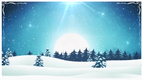 Retro Kerstmis Landschap Achtergrond Lus Animatie Van Een Naadloze Loopbare — Stockvideo