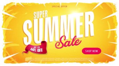 4k yaz Satılık Video reklam şablonunun / animasyon dinamik yaz satış reklam video şablon, afiş, metin, dükkanı düğmesi ve öğeleri ile bir yorum