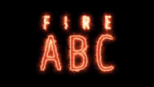 火字母表信件包装 动画一包火 Abc 燃烧字母 数字和特殊字符 — 图库视频影像