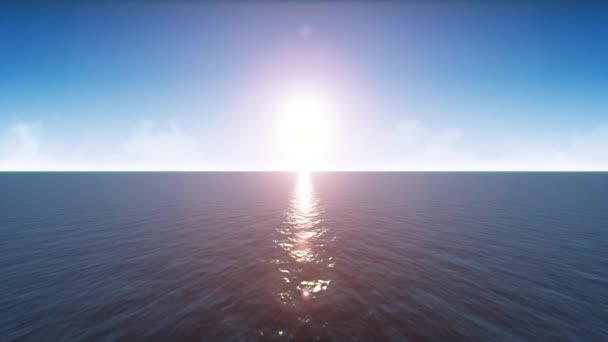 Ozeanlandschaft Horizontschleife Animation Des Schiebbaren Sommersonnenaufgangs Schöne Meereslandschaft Mit Hohem — Stockvideo