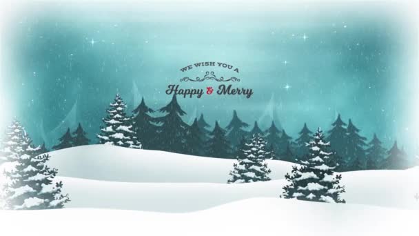 Merry Christmas Holidays Background Animation Einer Schönen Weihnachtspostkarte Mit Landschaftshintergrund — Stockvideo