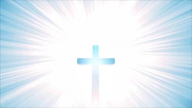 HD cennet Christian Cross döngü / animasyon bir Hıristiyan cennet, sonsuzluk ve Tanrı'nın gücü simgeleyen Yıldız patlaması arka plan ile çapraz